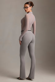 Oh Polly Trousers Althea pantalon gris évasé taille basse