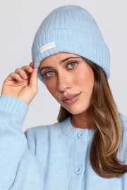 Oh Polly Bo+Tee bonnet maille bleu poudre en laine