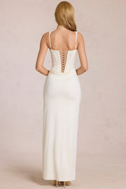 Oh Polly Zalia robe maxi dentelle perle corset fente