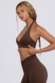 Bo+Tee brassiere sport marron pecan col V chiné