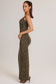 Oh Polly Soreia robe maxi léopard col carré Tencel