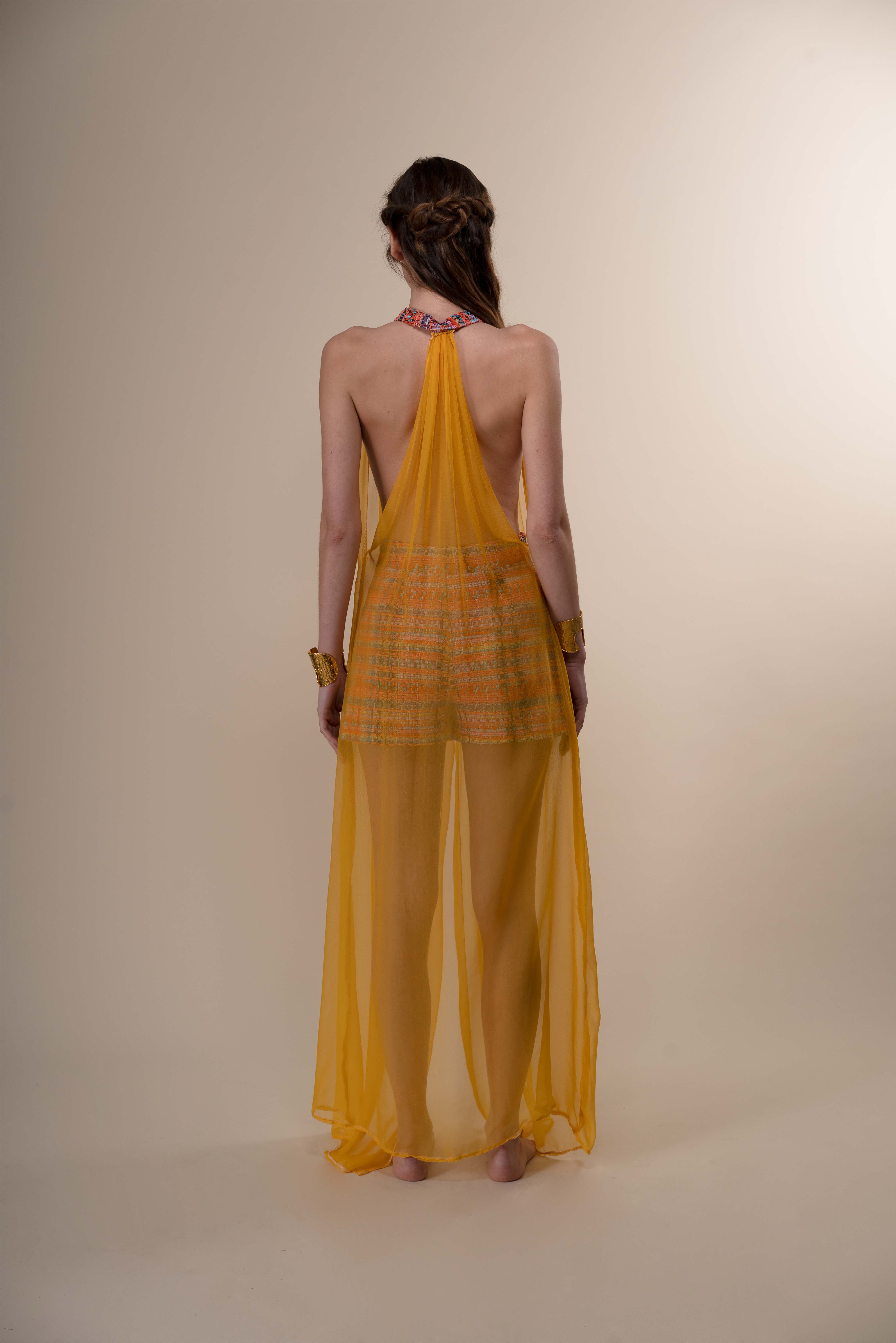 The Ethiquette Gaia top mousseline jaune col tweed taille M