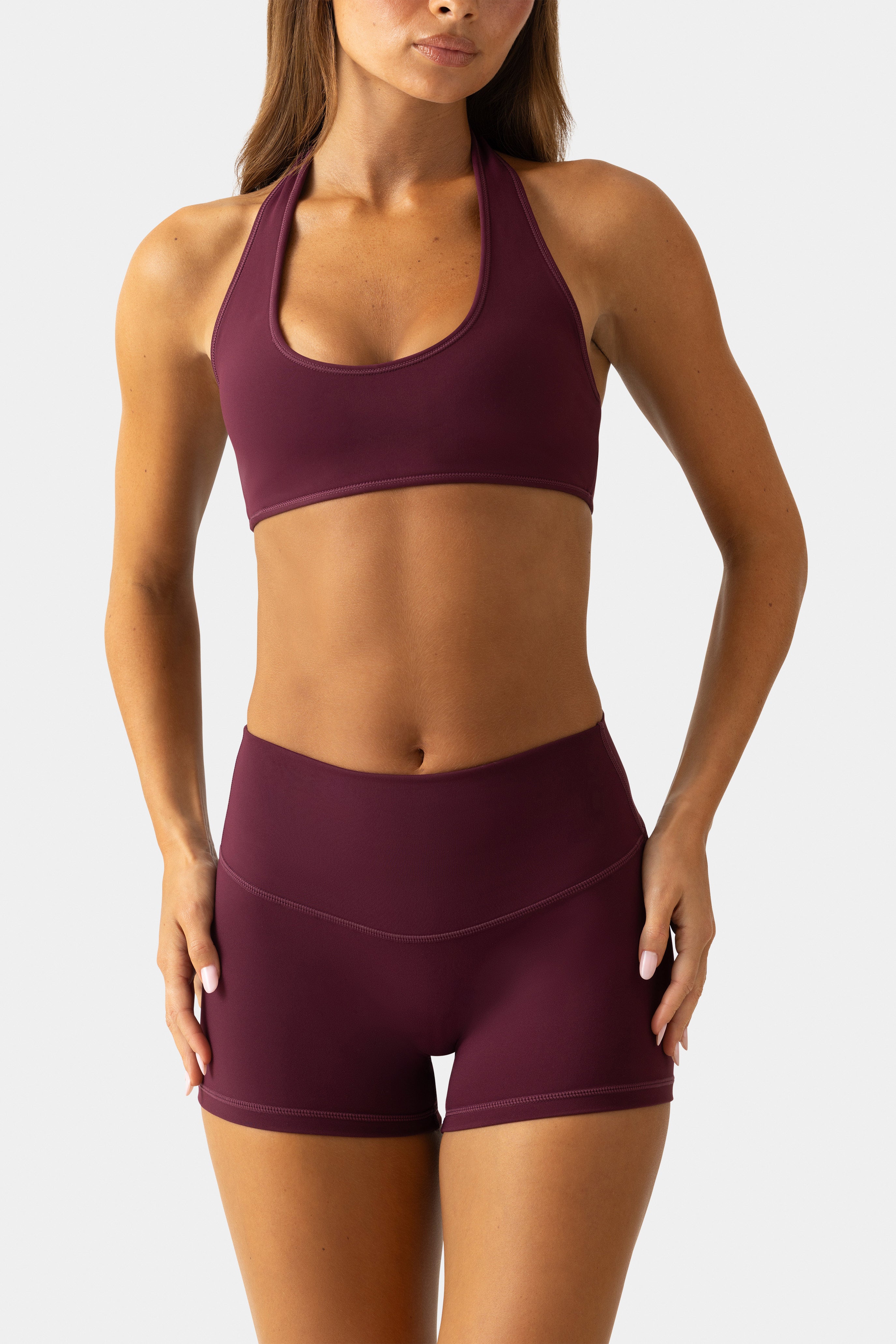 Oh Polly Bo+Tee mini short sport prune taille haute