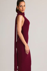Oh Polly Dree robe maxi bordeaux col montant dos nu