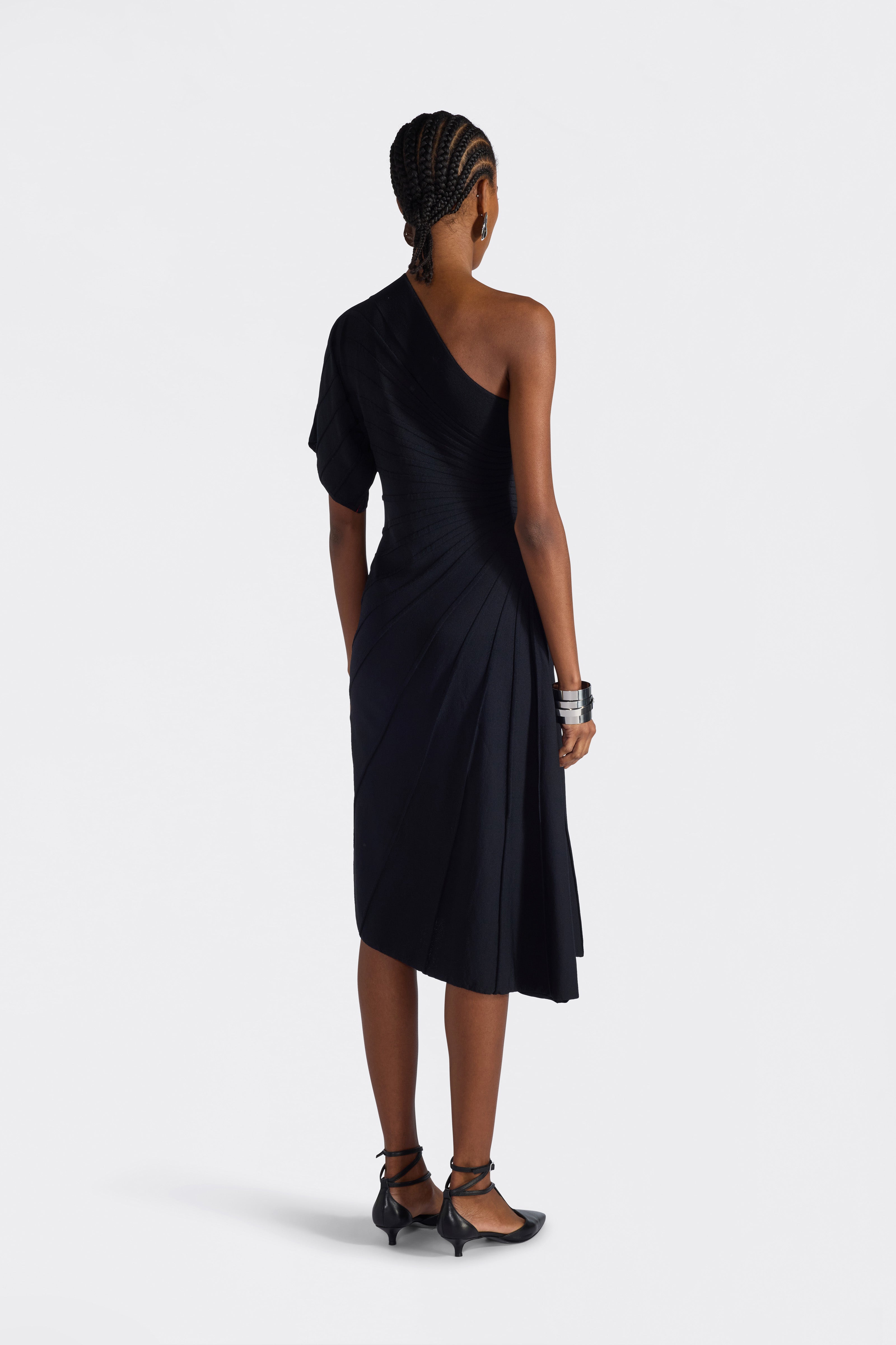 Liviana Conti Morgane robe noire asymétrique viscose stretch