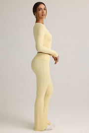 Oh Polly Jules pantalon flare jaune taille rabattue modal
