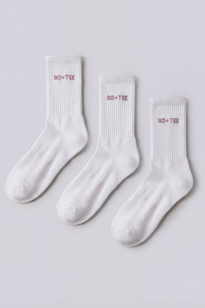 Bo+Tee BT11331 chaussettes coton blanc rose lot 3 paires