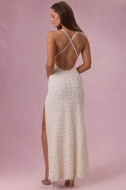 Oh Polly Celinea Robe Maxi Fleurs Perle Fendue