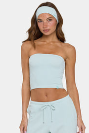 Oh Polly Ribbed Jersey top bandeau menthe rayé stretch