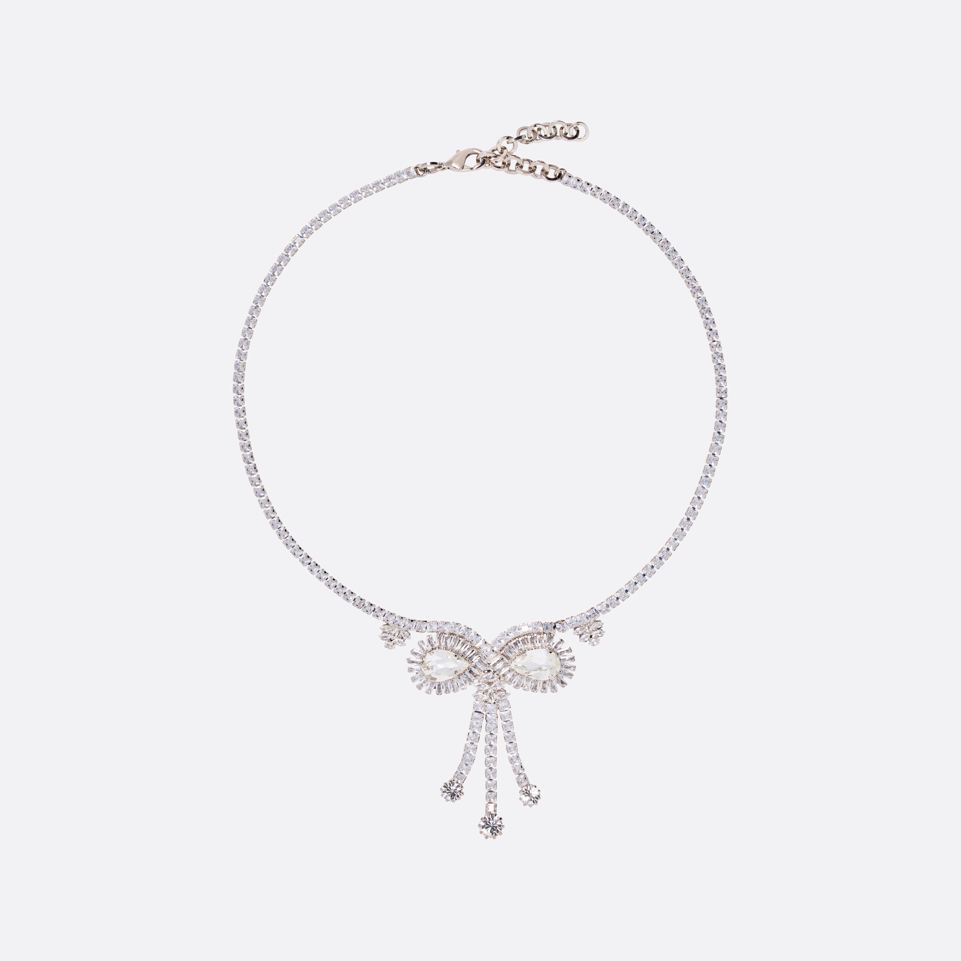 Alessandra Rich Crystal Bow collier cristal argent OS