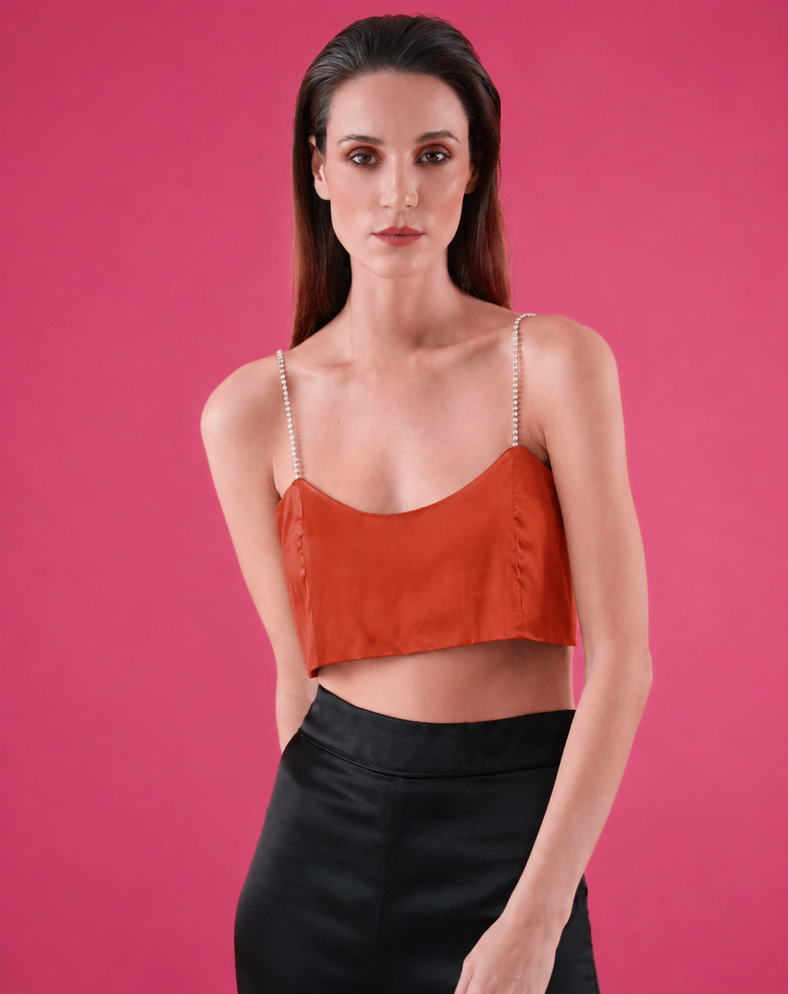 The Ethiquette Gigi Terracota crop top soie taille M