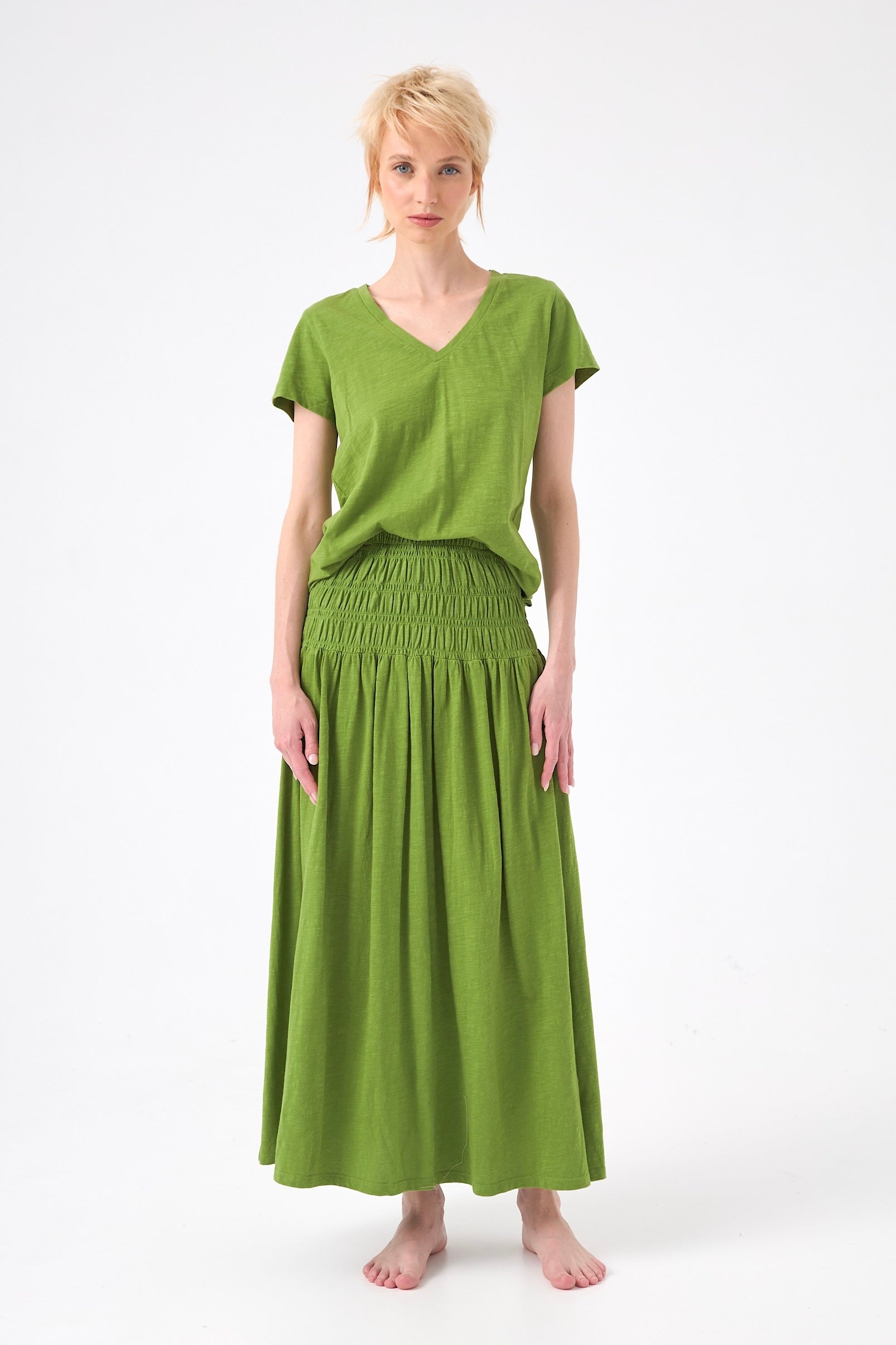 Chicosoleil Roxane tee-shirt col V vert péridot