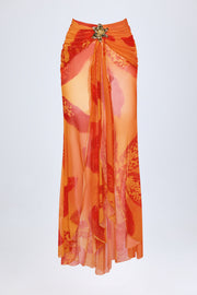 Oh Polly Bacalar jupe longue orange orchid taille basse