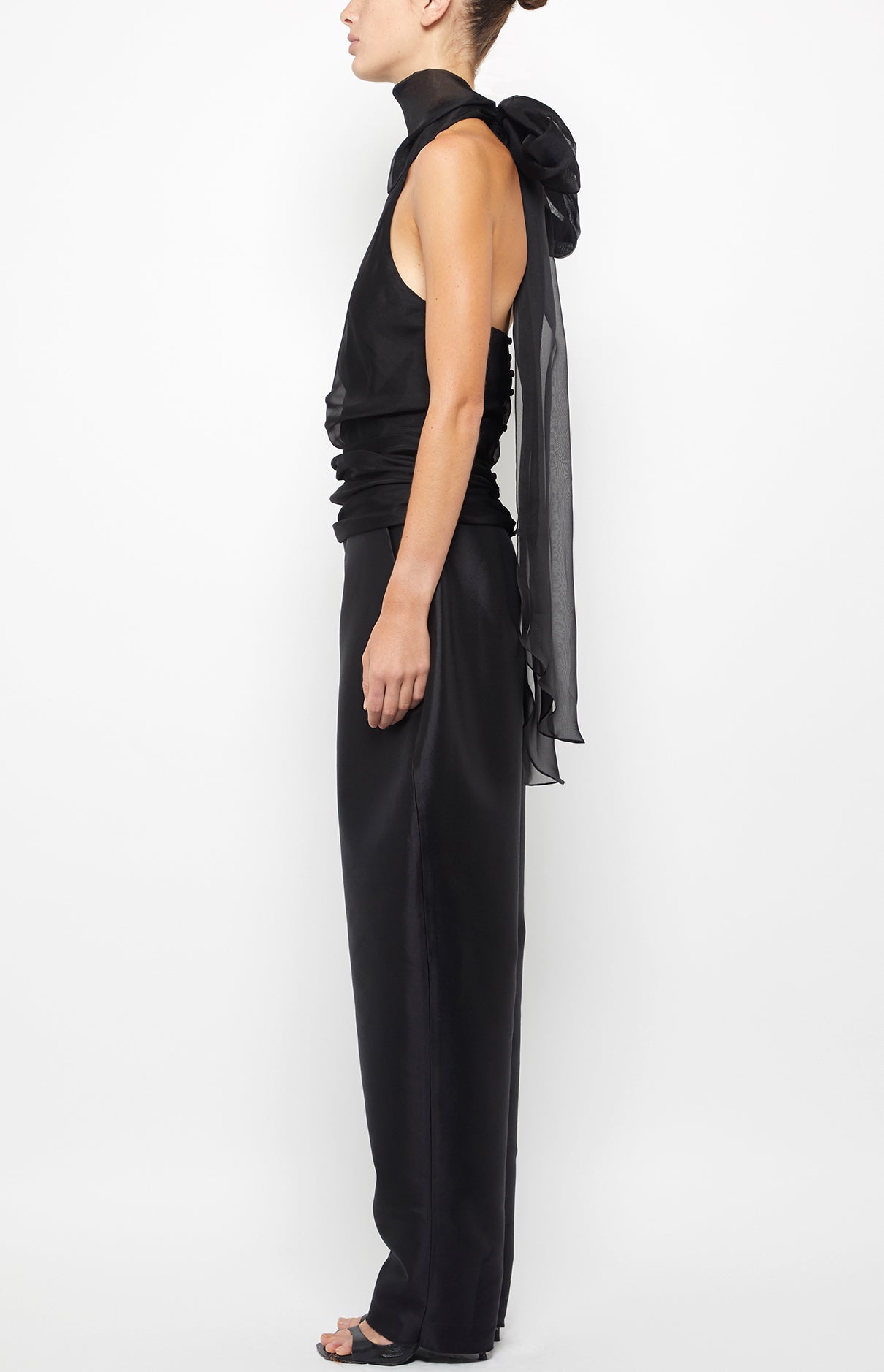 Prabal Gurung Halter Open-Back Top haut noir soie