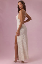 Oh Polly Celinea Robe Maxi Fleurs Perle Fendue