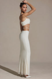 Oh Polly Embellished Sardinia 7218 jupe maxi blanche perles