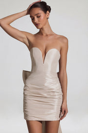 Oh Polly Viviana robe bustier ivoire satin noeud dos