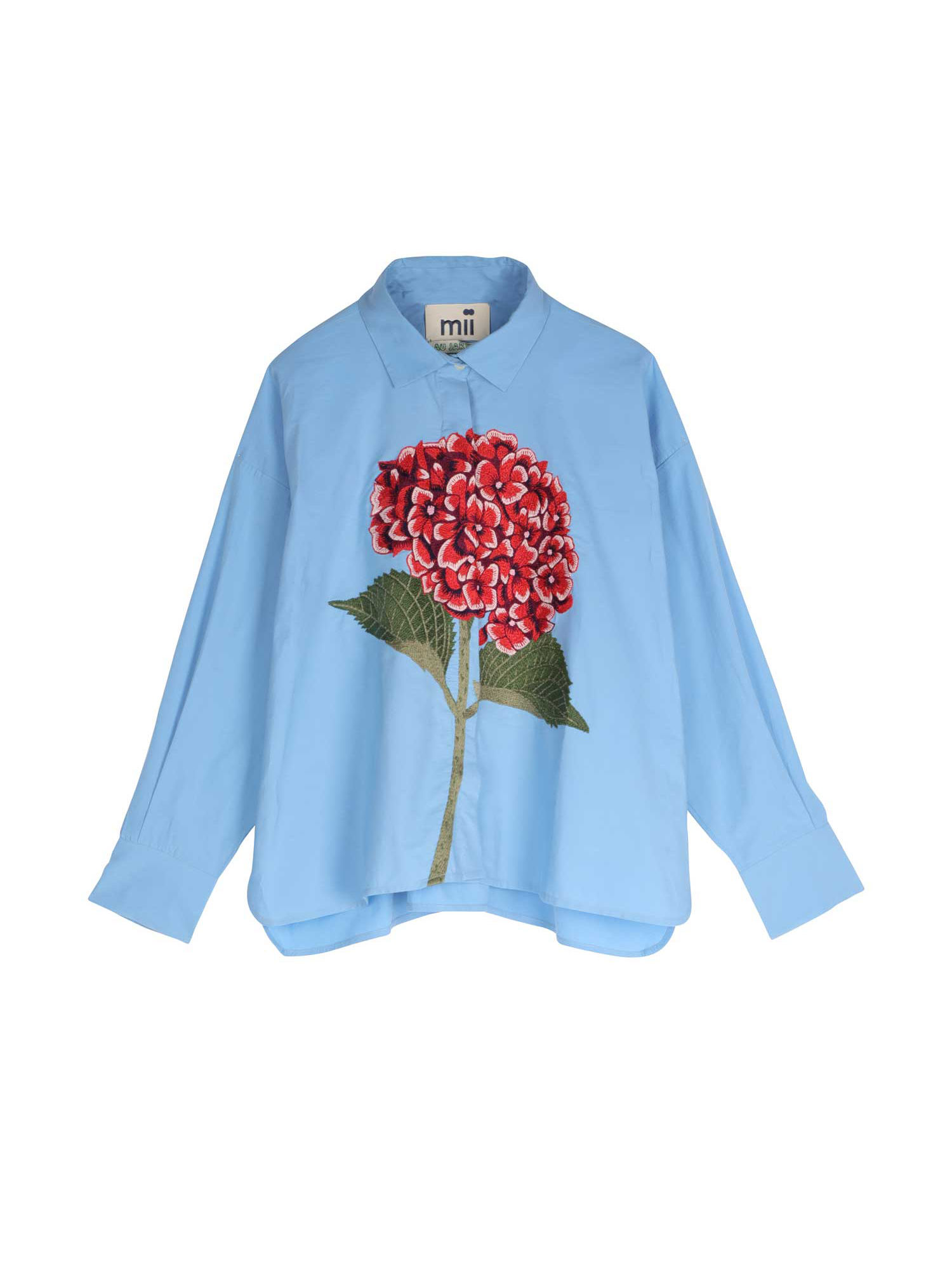 MII Greta L'Hortensia chemise femme coton brodée bleu