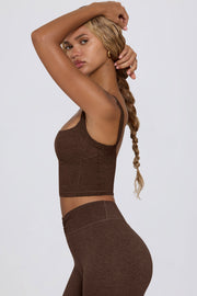 Oh Polly Tops Cropped Tank Top débardeur pecan marl col carré