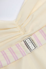 Oh Polly Biarritz Maillot une pièce mauve découpé