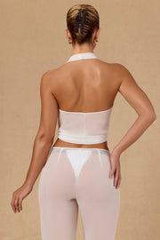 Oh Polly Harbour crop top blanc halterneck noué