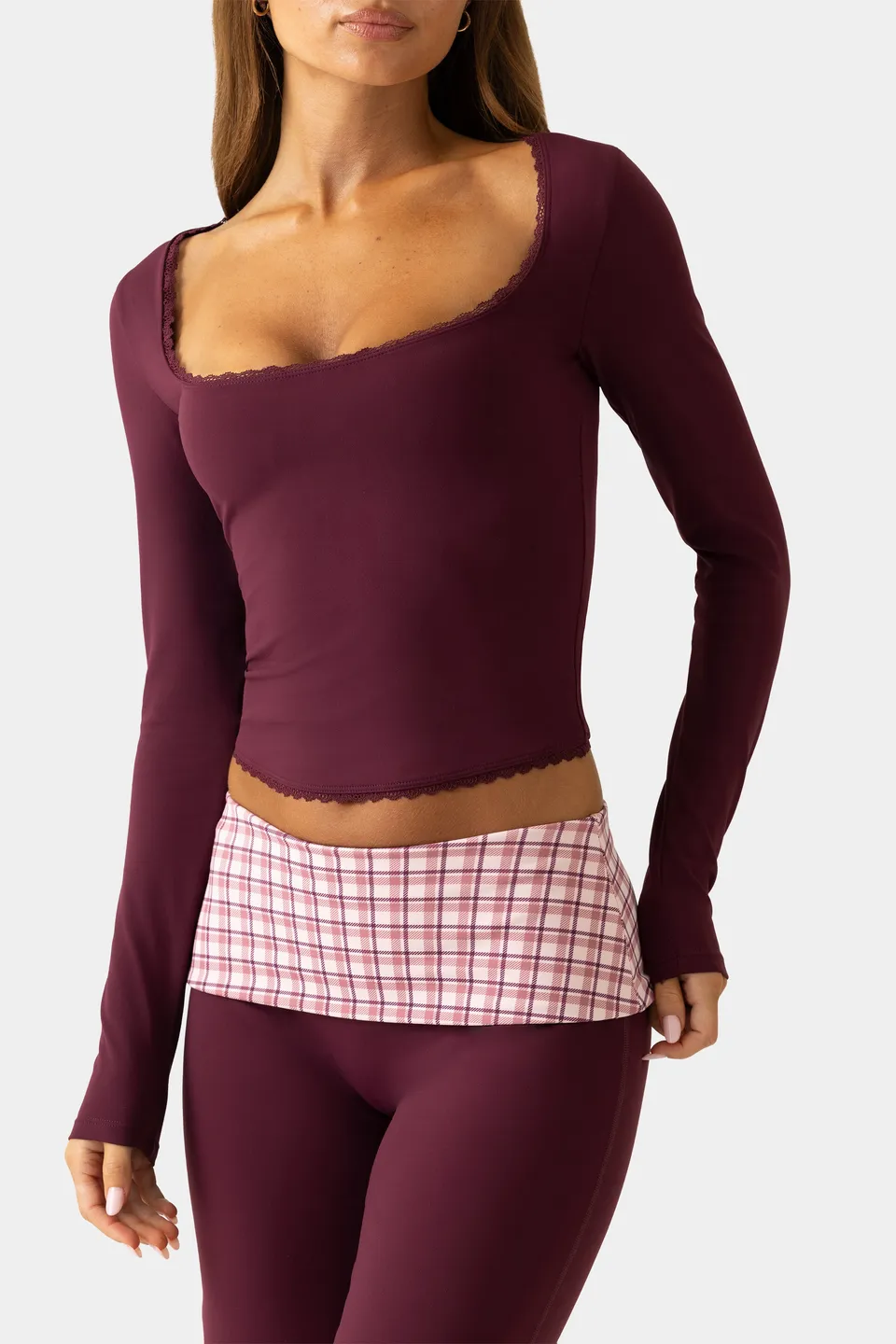 Oh Polly Bo+Tee Active Top haut sport prune