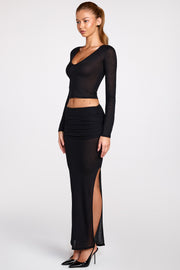 Oh Polly Diana jupe maxi transparente noire drapée