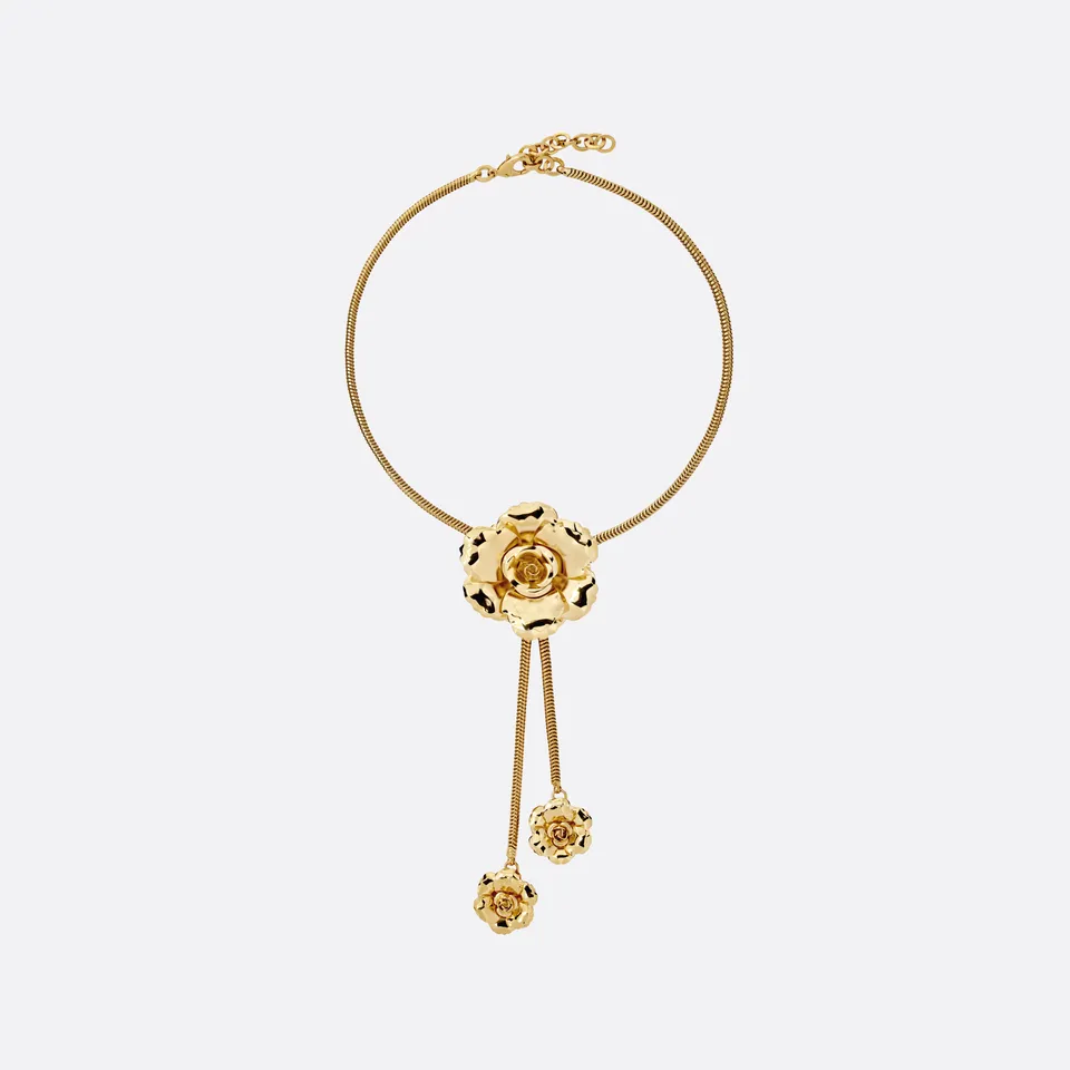 Alessandra Rich Metal Necklace Flower collier doré OS