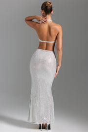 Oh Polly Embellished Amberly 9986 robe longue blanche strass
