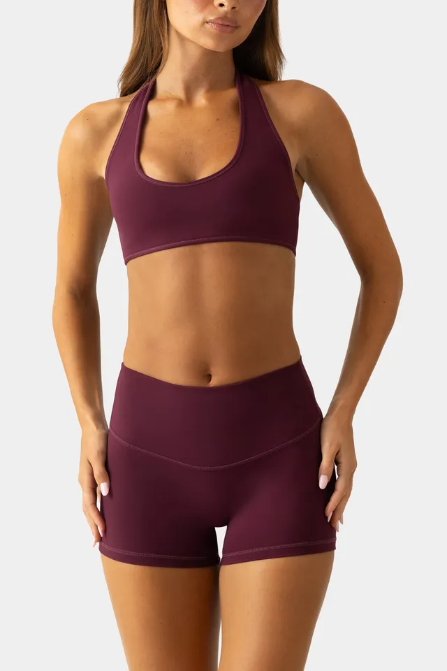 Oh Polly Bo+Tee mini short sport prune taille haute