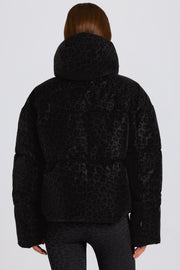 Oh Polly Ski Jacket veste ski noire léopard imperméable