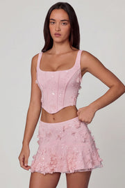Oh Polly Letitia 10697B top corset rose pâle sequins