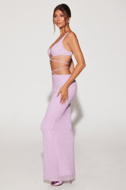 Oh Polly Embellished Sardinia 7218 jupe maxi lilas perles