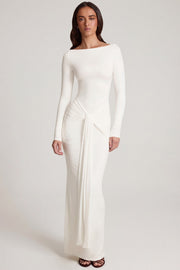 Oh Polly Mericia Robe longue blanche jersey nouée