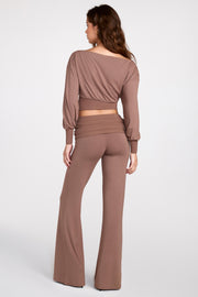 Oh Polly Thea pantalon droit modal marron mocha