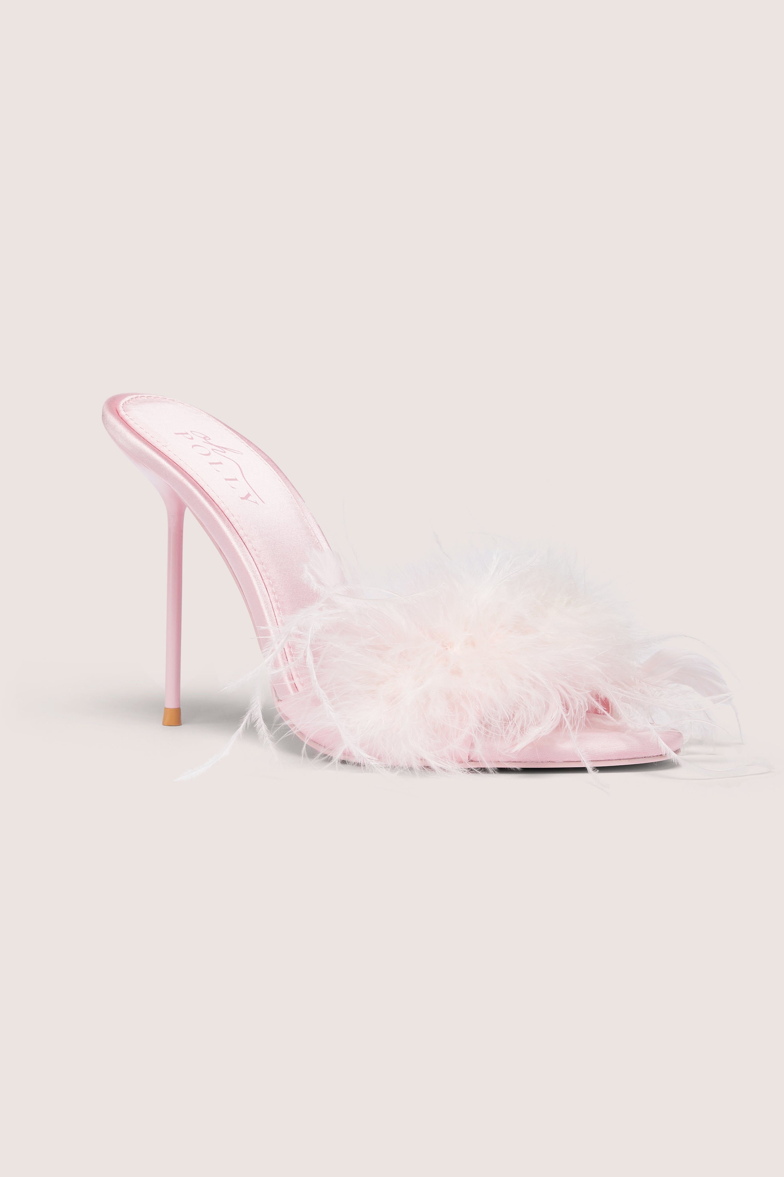 Oh Polly Shoes Mules Satin Blossom Pink - Plumes