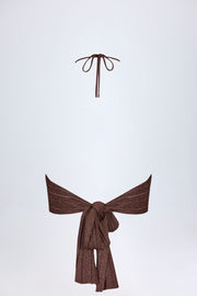 Oh Polly Sol Crop Top Licou Bronze Décolleté Maille