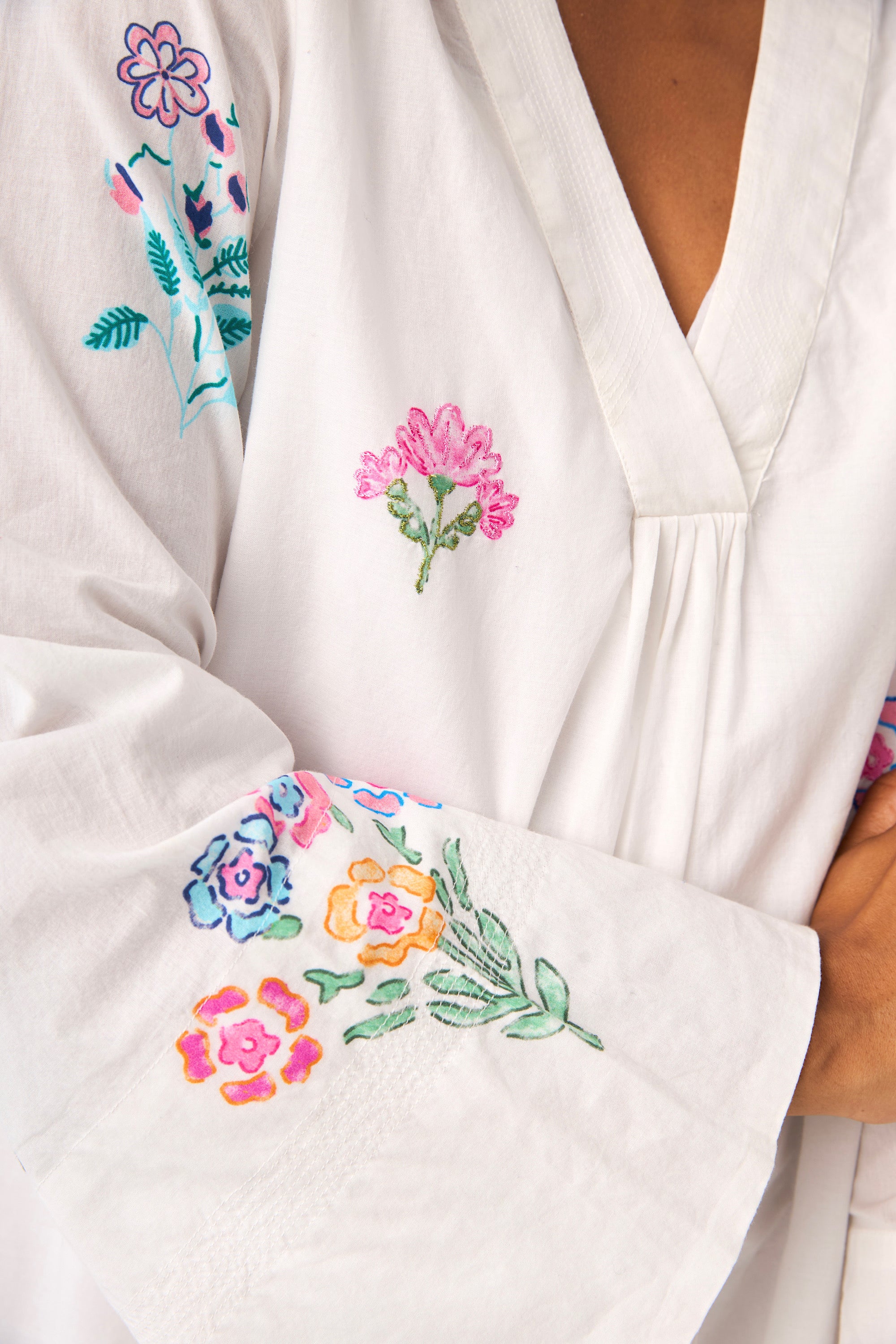 Chicosoleil Robes Robe Sharleen blanc brodé coton S