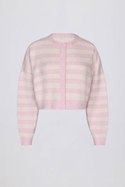Oh Polly Knitwear BT02529 cardigan court rose rayé