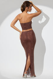 Oh Polly Embellished Fausta jupe maxi Espresso strass
