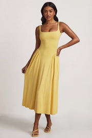 Oh Polly Aireen robe midaxi jaune pastel modal