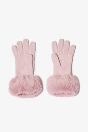 Oh Polly Bo+Tee gants maille rose poudré fausse fourrure