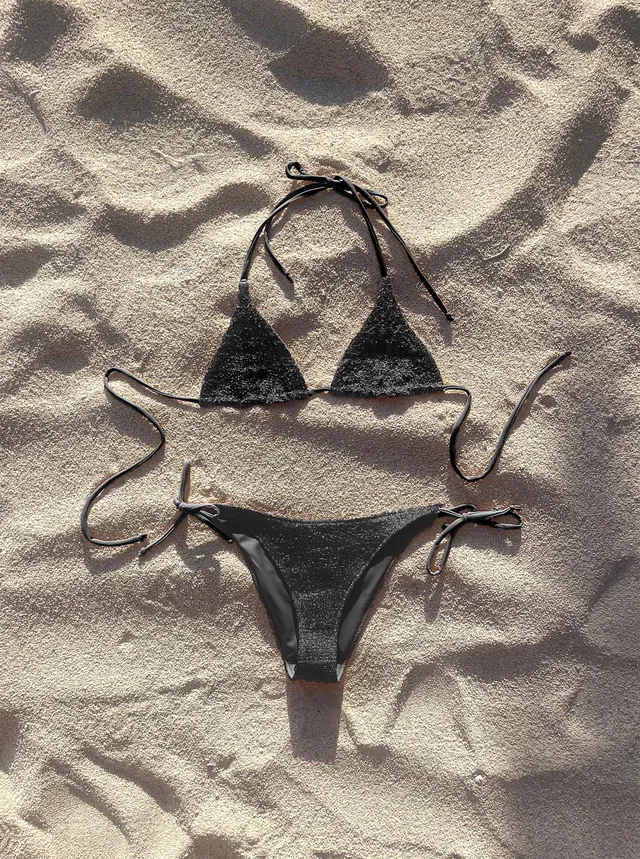 The Ethiquette Maillots Black bas de bikini noir pailleté XS