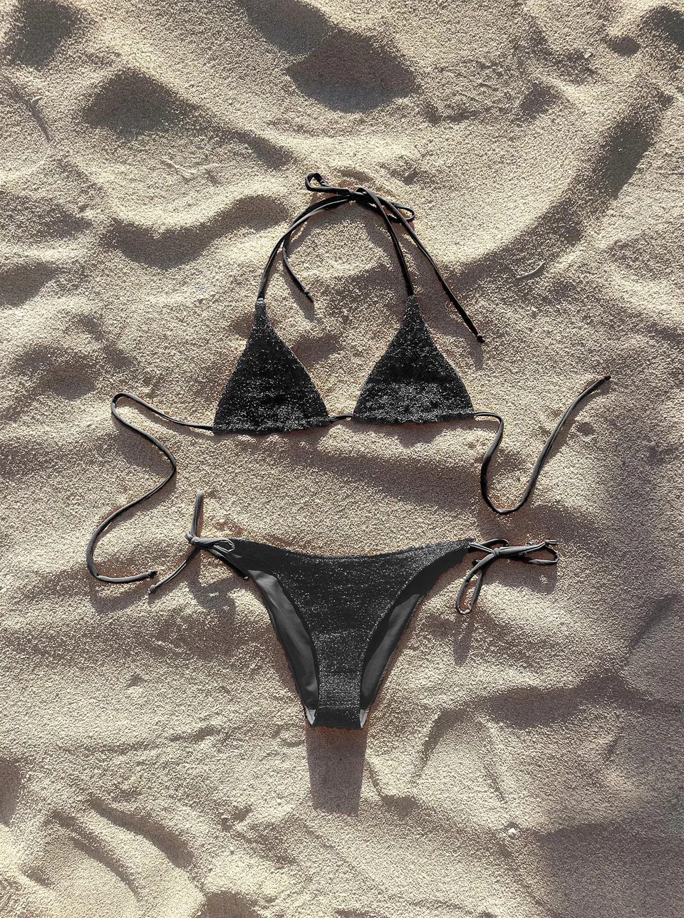 The Ethiquette Maillots Black bas de bikini noir pailleté XS