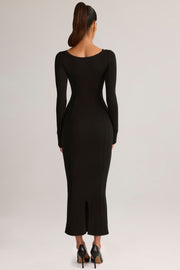 Oh Polly Dresses 15541 robe midi noire manches longues