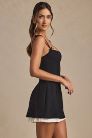Oh Polly Cressida robe mini plissée noire noeud