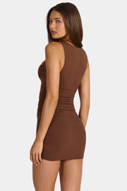 Oh Polly Artie robe moulante marron modal mini