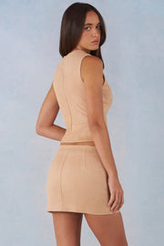 Oh Polly Aurelle 16023 top suédine col montant tan