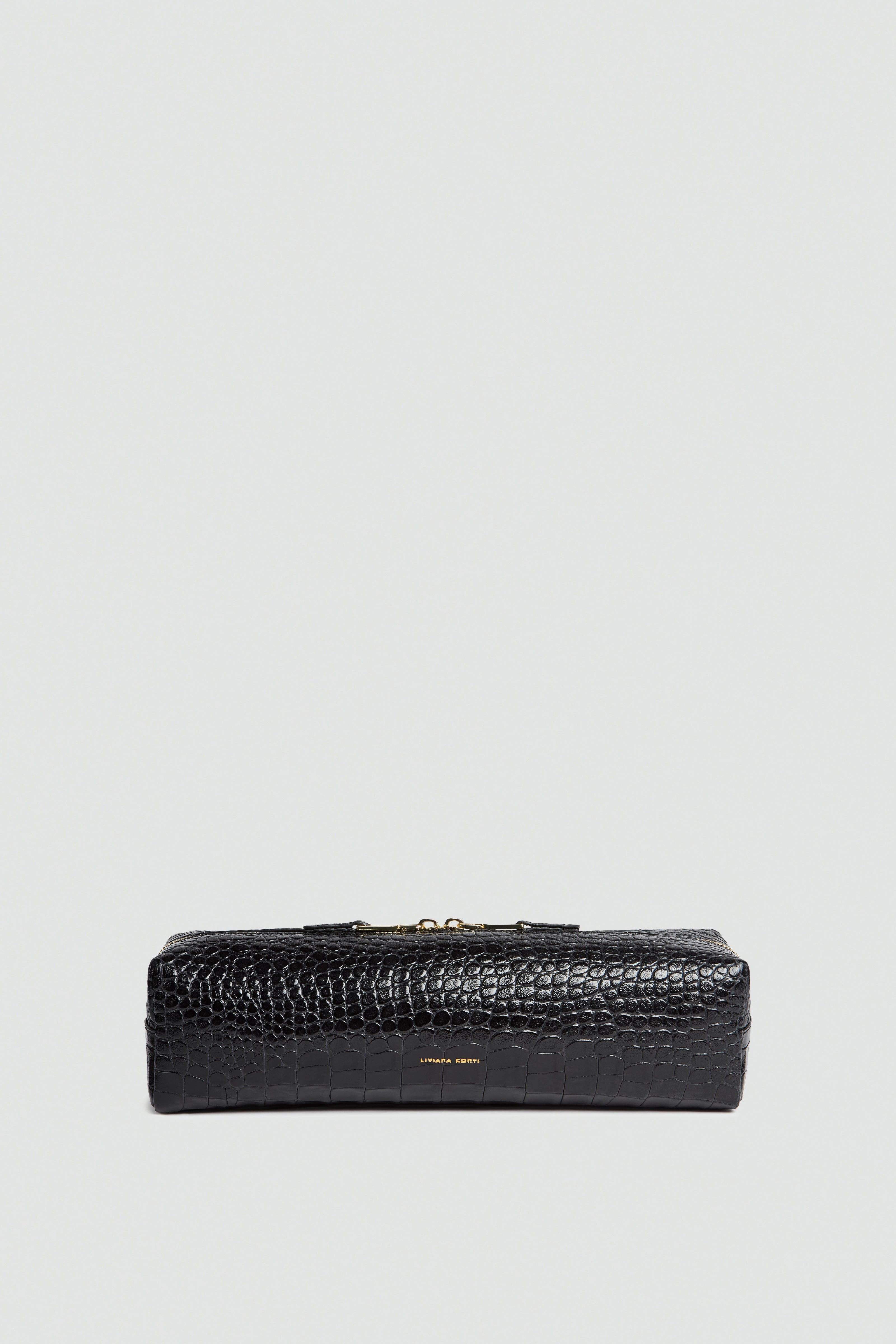 Liviana Conti Elodie pochette cuir noir croco