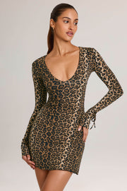 Oh Polly Dresses Iskra mini robe léopard modal col V